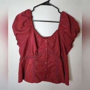 SHEIN Burgundy Blouse with Lace Detail- Elegant Vibes🥰